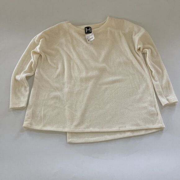 H by Bordeaux Sweater Womens Size Small Cream Lightweight Ribbed‎ Oversized - Picture 1 of 8